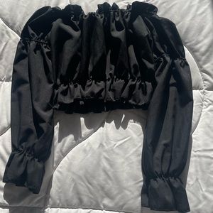 Black Off-The-Shoulder Flowy Top